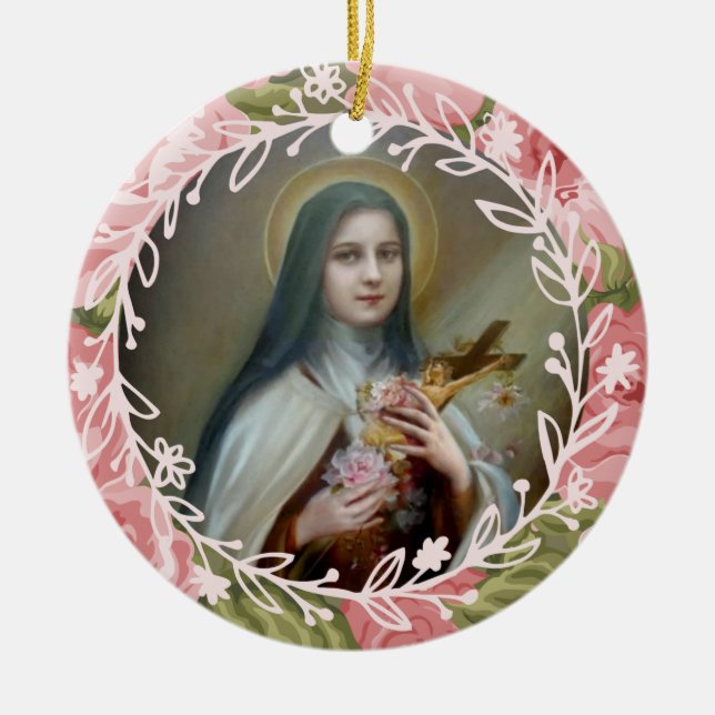 Ornement En Céramique St Therese du crucifix infantile de roses de Jésus (Devant)