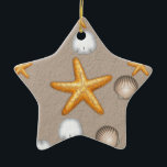 Ornement En Céramique Starfish and Seashells Beach Cadeaux à thème<br><div class="desc">Starfish and Seashells Beach Cadeaux à thème</div>