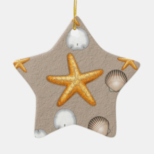 Ornement En Céramique Starfish and Seashells Beach Cadeaux à thème