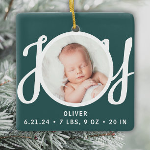 Ornement En Céramique Statistiques de naissance de bébé Photo Cadeau ver