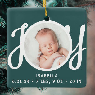 Ornement En Céramique Statistiques de naissance de bébé Photo Cadeau ver