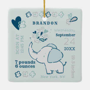Ornement En Céramique Statistiques de naissance d'éléphant de marine Pre