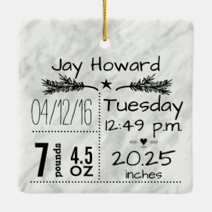 Ornement En Céramique Statistiques sur la naissance du bébé Enregistreme