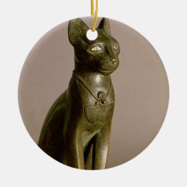 Ornement En Céramique Statuette d'un chat représentant la déesse Bastet (Devant)