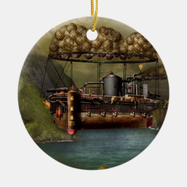 Ornement En Céramique Steampunk - Dirigeable - L'Arche de Noé originale (Devant)