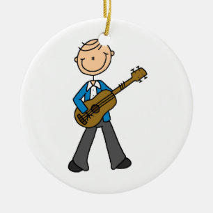 Ornement En Céramique Stick Figure Joueur guitare masculin T-shirts et c
