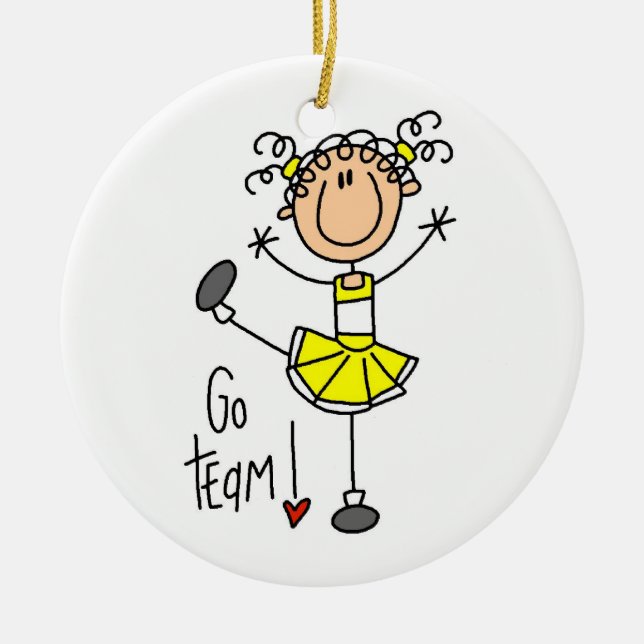 Ornement En Céramique Stick jaune Pom-pom girl T-shirts et cadeaux (Devant)