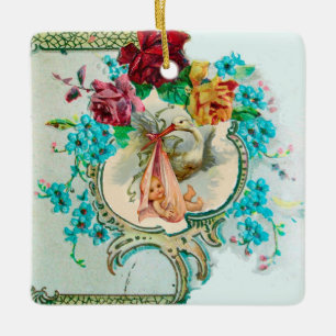 Ornement En Céramique STORK BABY SHOWER 2 Ruby rouge