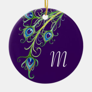 Ornement En Céramique Style Art Déco Nouveau Peacock Feathryl