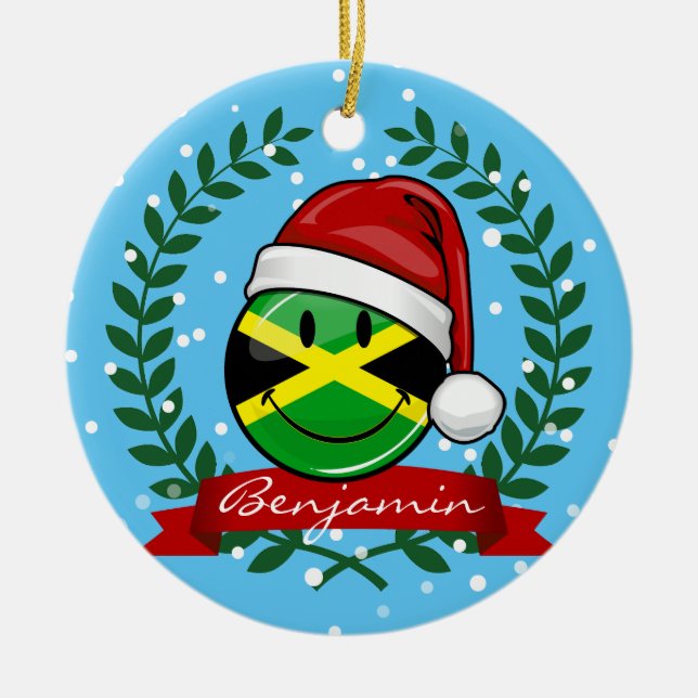 Ornement En Céramique Style jamaïcain gai de Noël de drapeau (Devant)
