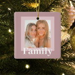 Ornement En Céramique Style moderne et rose | Photo | Cadeau familial<br><div class="desc">Style moderne et rose | Photo | Cadeau familial</div>