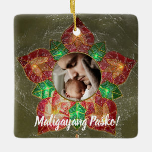 Ornement En Céramique Style philippin vert et rouge de Parol,