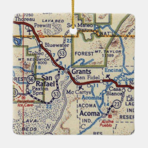 Ornement En Céramique Subventions Nouveau Mexique Carte Vintage