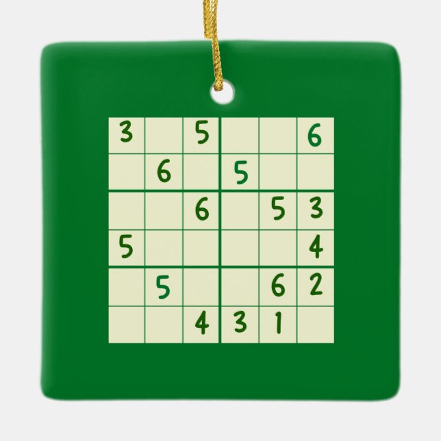 Ornement En Céramique Sudoku Puzzle 6x6 Ornement céramique (Devant)