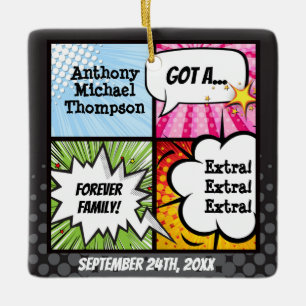 Ornement En Céramique Super Héros Comic Book Adoption, Cadeau Familial