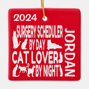 Ornement En Céramique Surgery Scheduler aime les chats PERSONNALISÉ