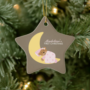 Ornement En Céramique Sweet Dreams Lullaby Girl Baby's First Christmas