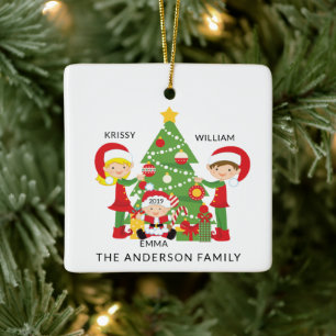 Ornement En Céramique Sweet Family of 3 Personalized Christmas