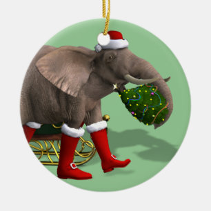 Ornement En Céramique Sweet Santa Claus Elephant