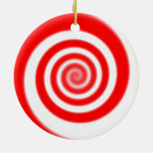 Ornement En Céramique Swirl à menthe rouge et blanche