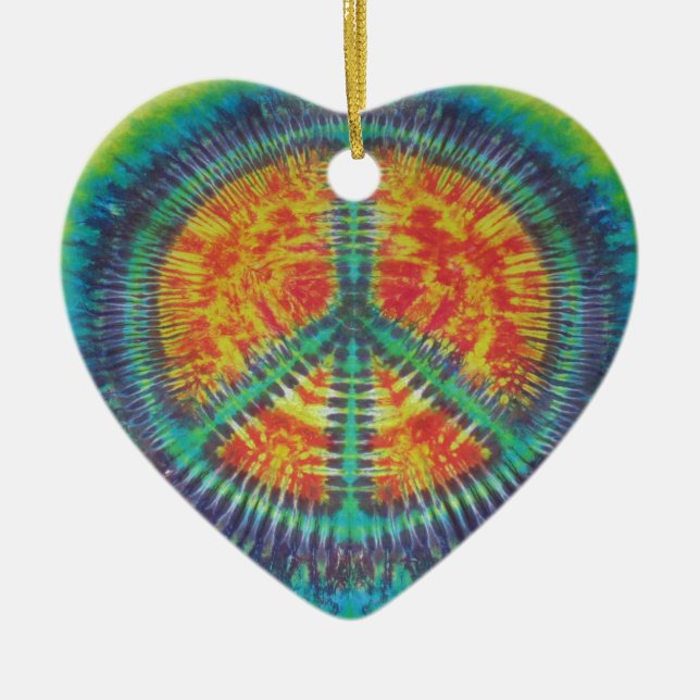 Ornement En Céramique SYMBOLE DE LA PAIX Tie Dye PhatDyes (Devant)