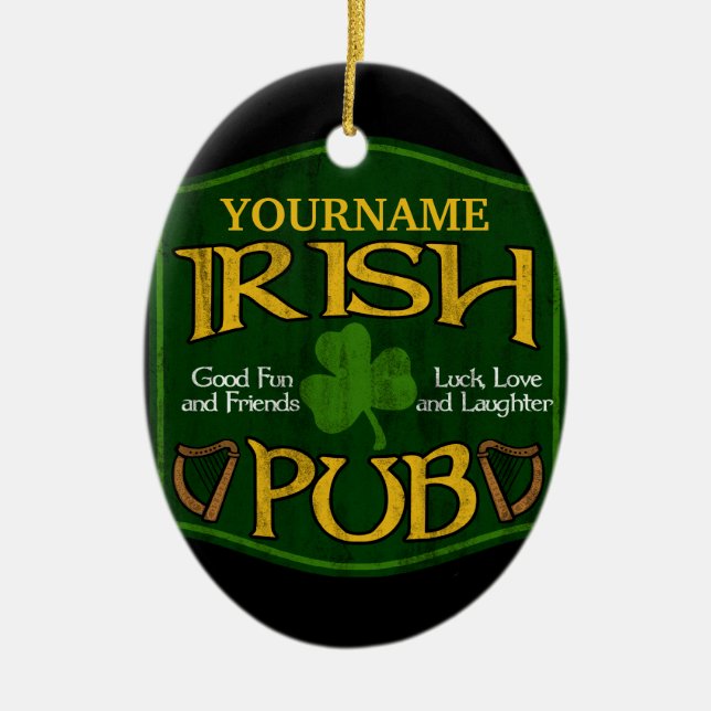 Ornement En Céramique Symbole de pub irlandais personnalisé (Devant)