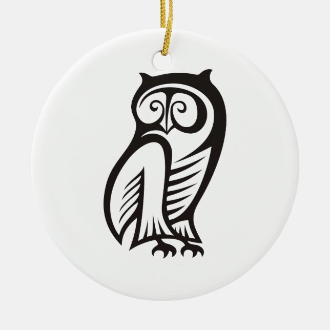 Ornement En Céramique Symbole hibou noir (Devant)