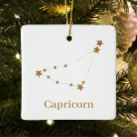 Ornement En Céramique Symbole moderne Zodiac Capricorne d'or | Élément T<br><div class="desc">Symbole moderne Zodiac Capricorne d'or | Élément Terre</div>