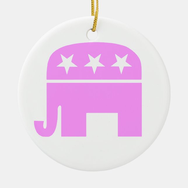 Ornement En Céramique Symbole républicain des femmes rose GOP Eléphant (Devant)