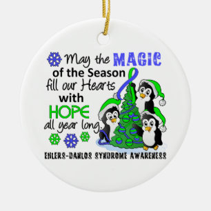 Ornement En Céramique Syndrome EDS d'Ehlers Danlos de pingouins de Noël