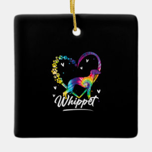 Ornement En Céramique T-shirt Amoureux des chiens Whippet Tie Dye Rainbo