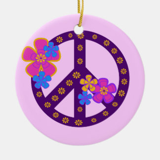 Ornement En Céramique T-shirts et cadeaux de symbole de paix de fleurs