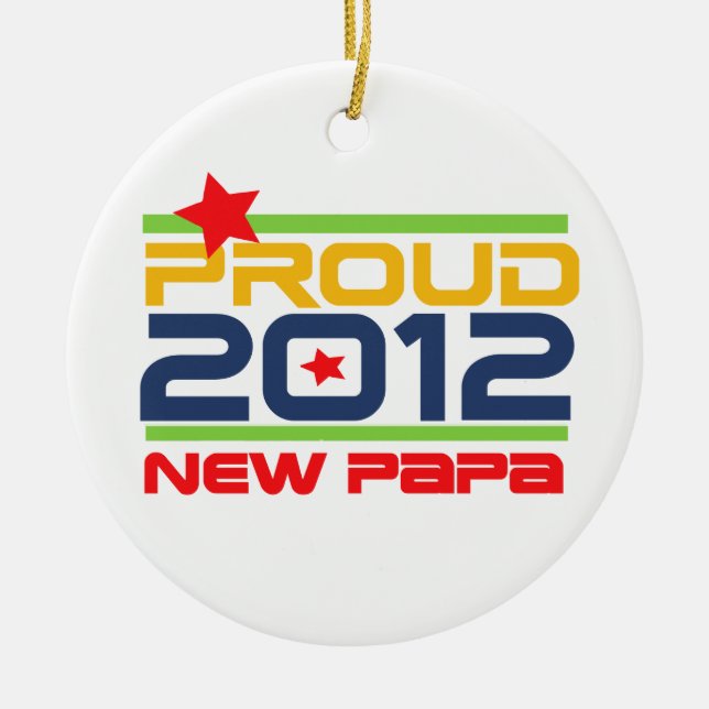 Ornement En Céramique T-shirts et cadeaux Proud New Papa 2012 (Devant)