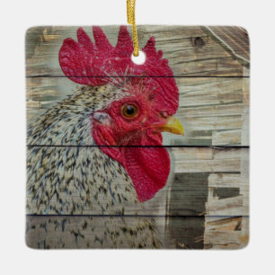 Ornement En Céramique Tableau de la grange de poulet rustique Rooster