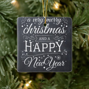 Ornement En Céramique Tableau noir Joyeux Noël Bonne Année
