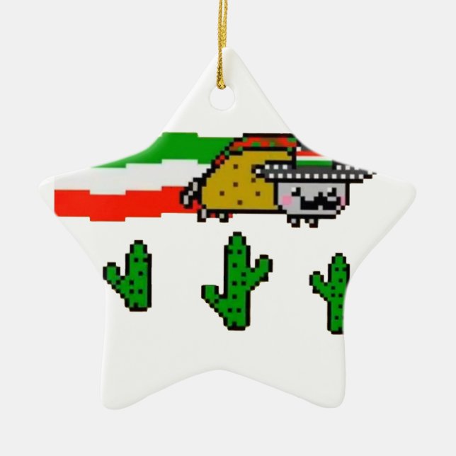 Ornement En Céramique Taco Chat (Devant)
