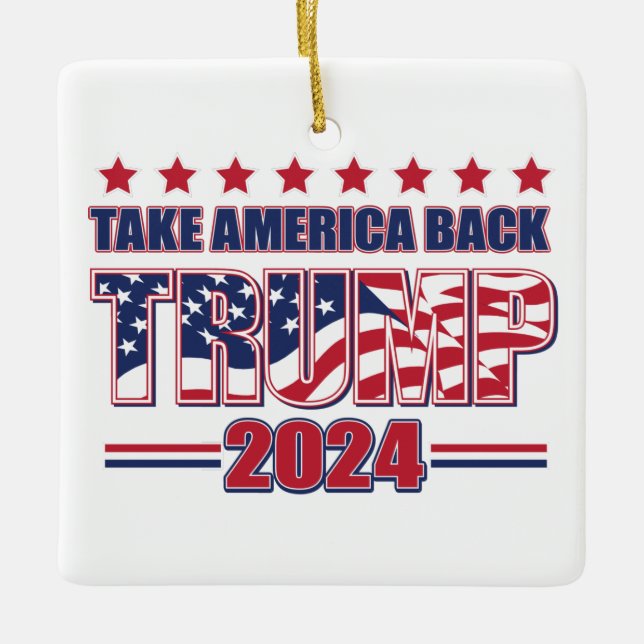 Ornement En Céramique Take America Back Trump 2024 (Devant)