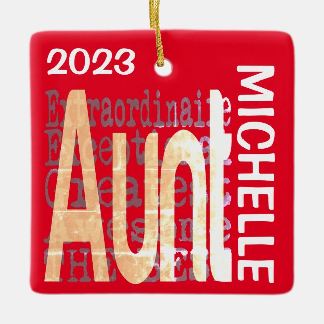 Ornement En Céramique Tante Extraordinaire CUSTOM (Devant)