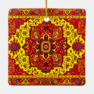 Ornement En Céramique TAPIS PERSAN - Rouge & Jaune