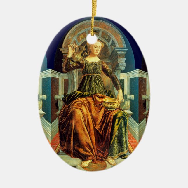 ORNEMENT EN CÉRAMIQUE TAROTS DE RENAISSANCE ANTIQUE 14 / TEMPÉRANCE (Devant)