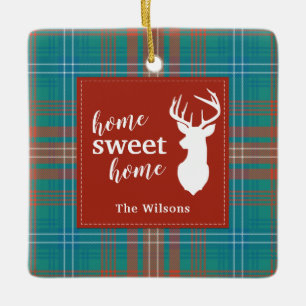 Ornement En Céramique Tartan à carreaux personnalisé de Noël Clan Wilson