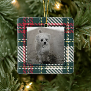 Ornement En Céramique Tartan classique Plaid Photo de Noël intemporelle