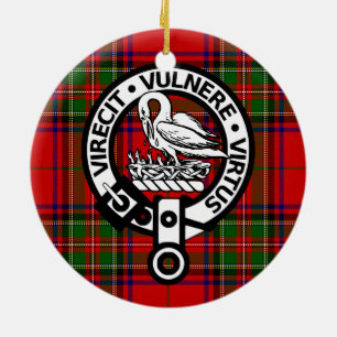 Ornement En Céramique Tartan et blason du clan Stuart écossais
