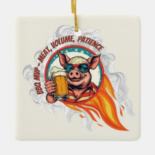 Ornement En Céramique Tasse à bière cochon drôle 14 juillet BBQ   Maître