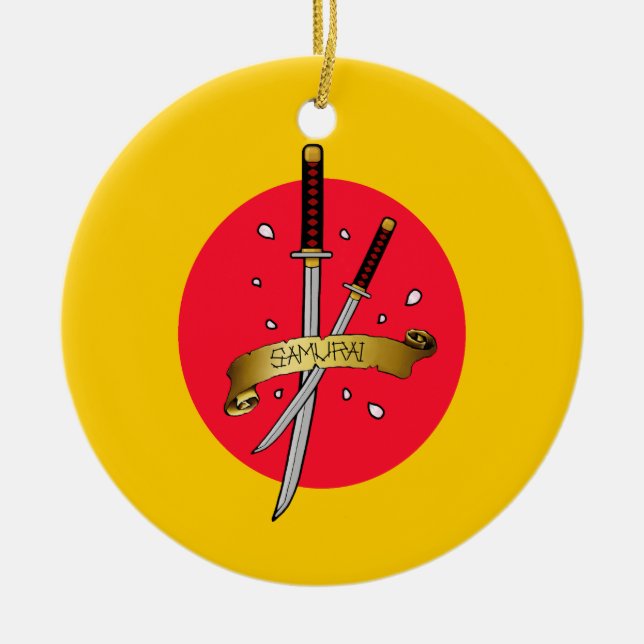 Ornement En Céramique Tatouage d'épée Samurai (Devant)