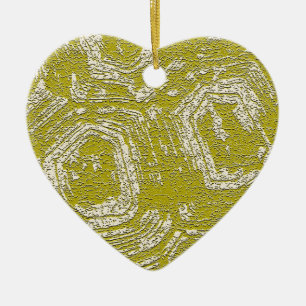 Ornement En Céramique Taureau de moutarde imprimé abstrait par LeahG