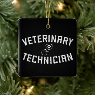 Ornement En Céramique Technicien vétérinaire   Vet Tech Paw Stethoscope