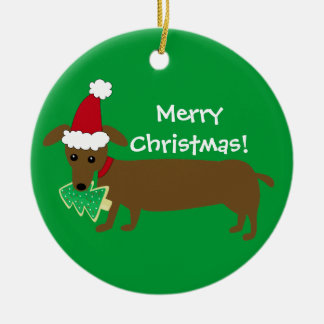 Ornement En Céramique Teckel de Joyeux Noël