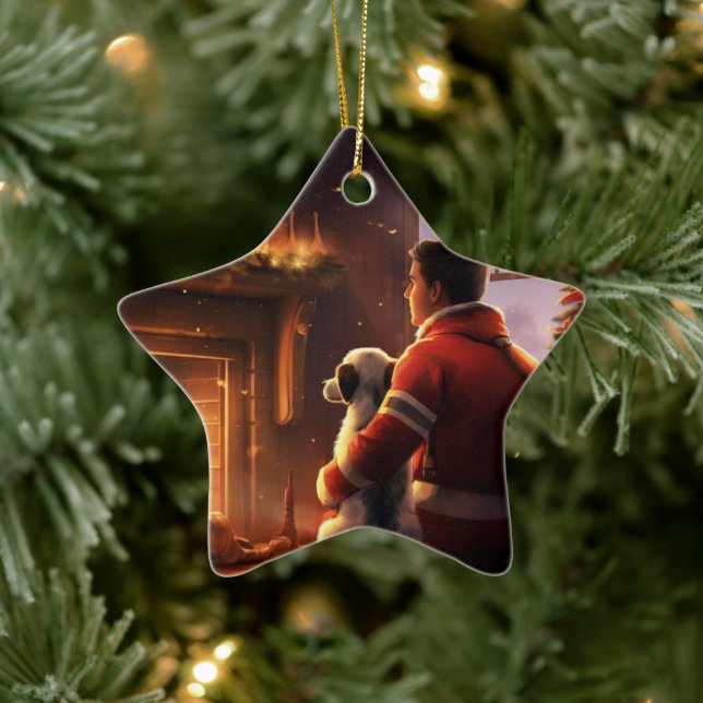 Ornement En Céramique Teckel Jack Russell Pompiers, Chiot, Amoureux de C (Arbre)