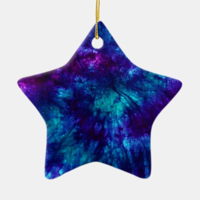 Ornement En Céramique Teinture Tie Dye/Bleu et Vert (Devant)